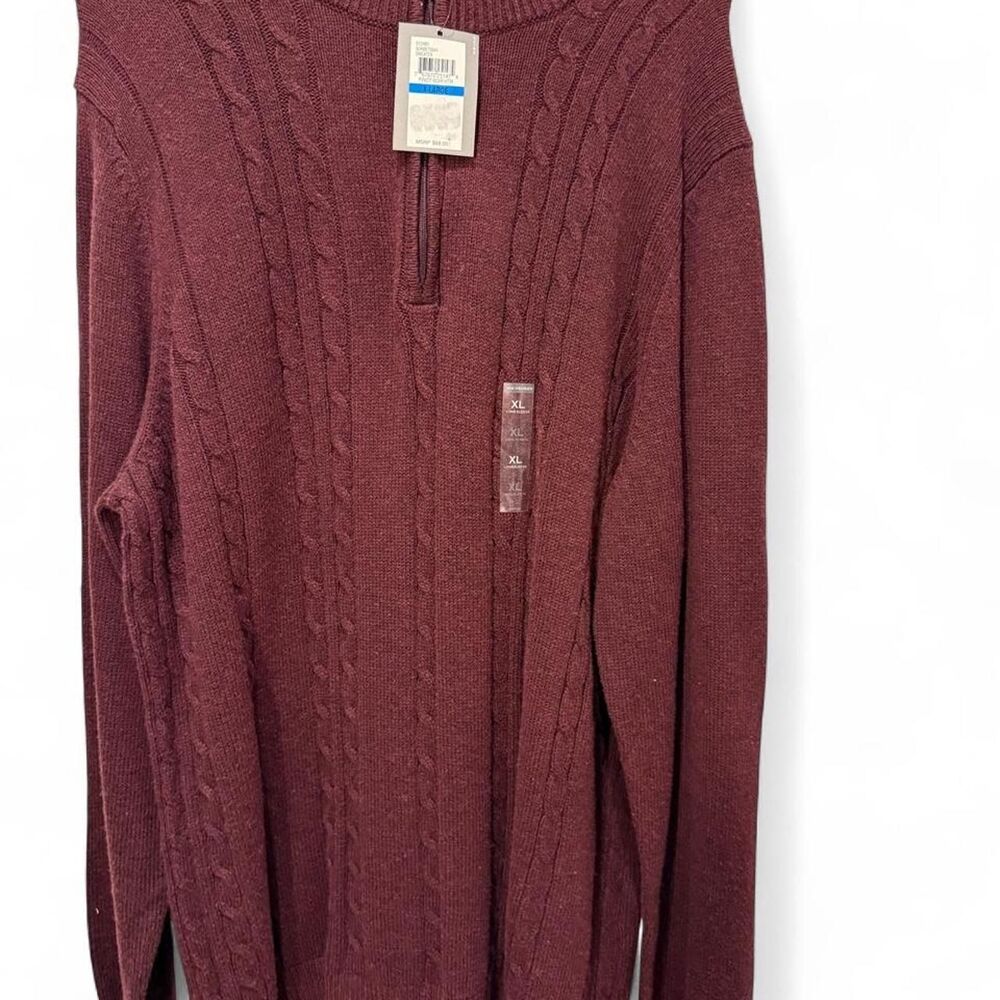 Van-heusen Men's Burgundy and Red Jumper